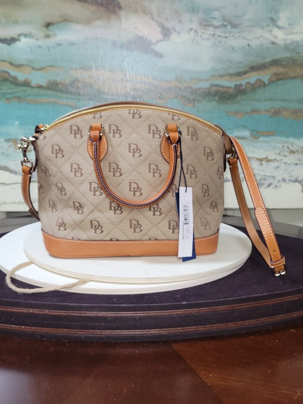 Dooney & Bourke Coated Cotton & Leather Gretta Darcy Satchel  [Item #HL19] - Picture 3 of 14